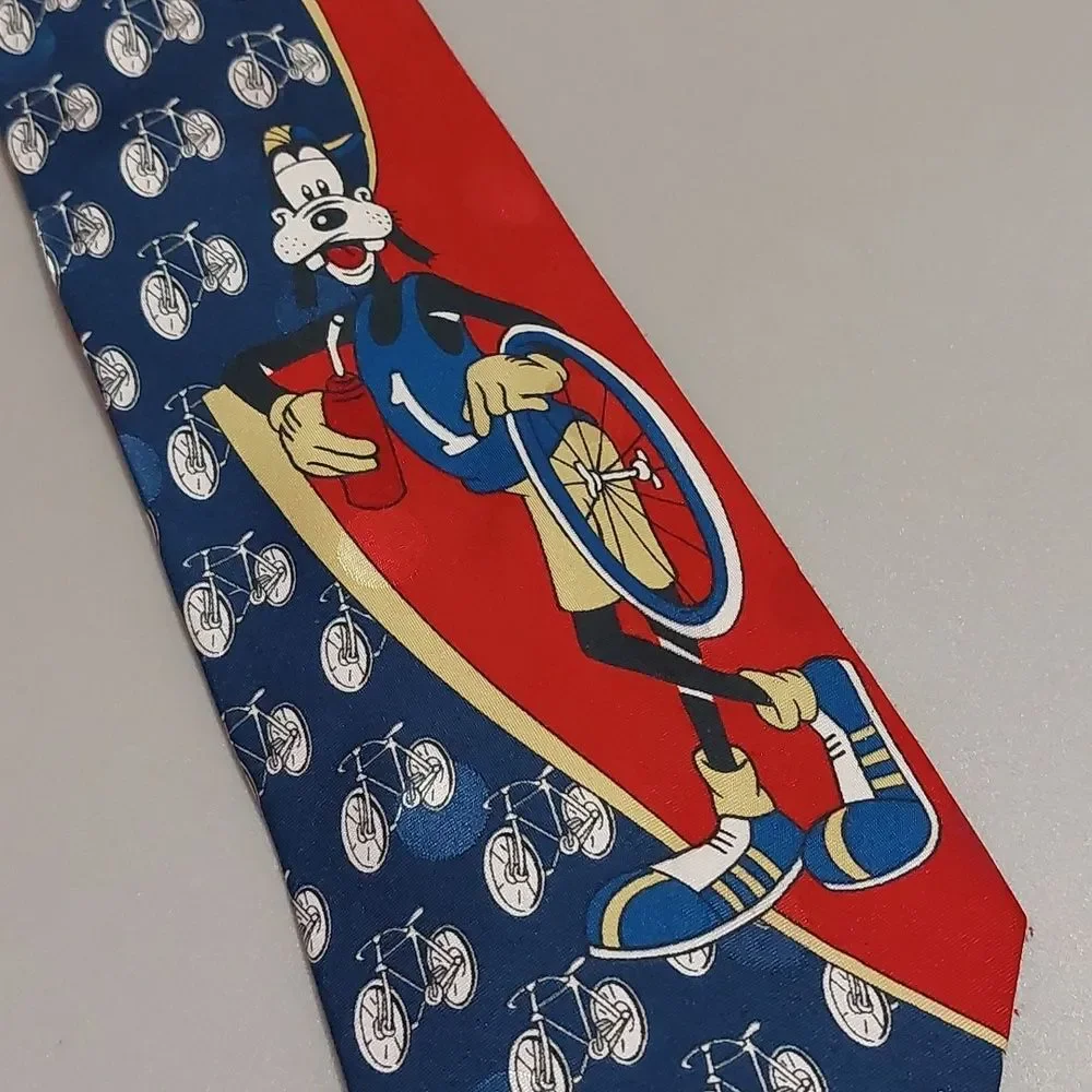 Vintage Disney Mickey Unlimited Goofy No 1  Cyclist Neck Tie Made In Italy